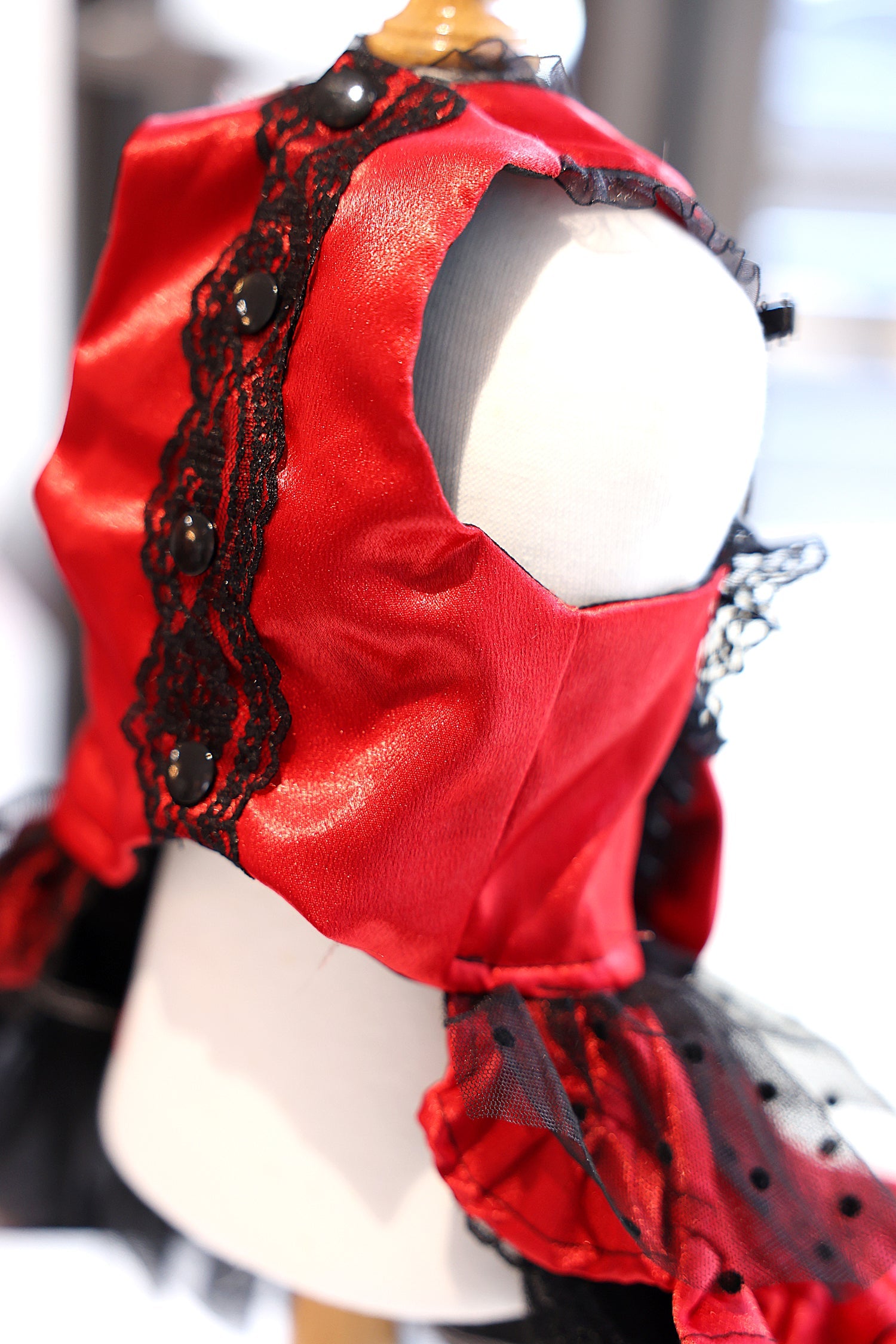Elegant Gothic Lace Dress - Dog - (Red & Black) - XS-XL) and Customizable - (While Supplies Last)