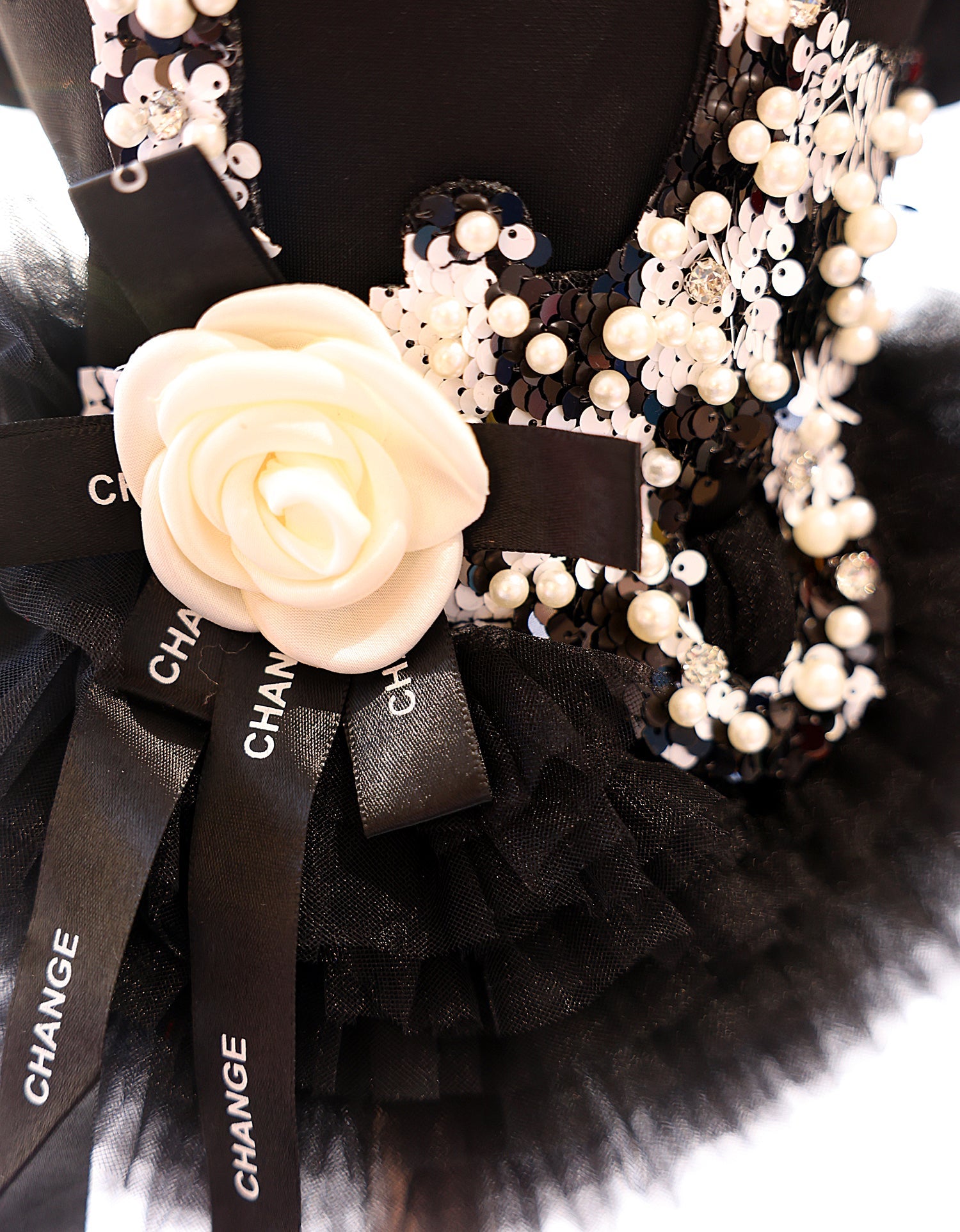 Luxurious and Sophisticated Tutu Dress with Floral Accents -  Dog - (XS-L) - (Black) - (While Supplies Last)