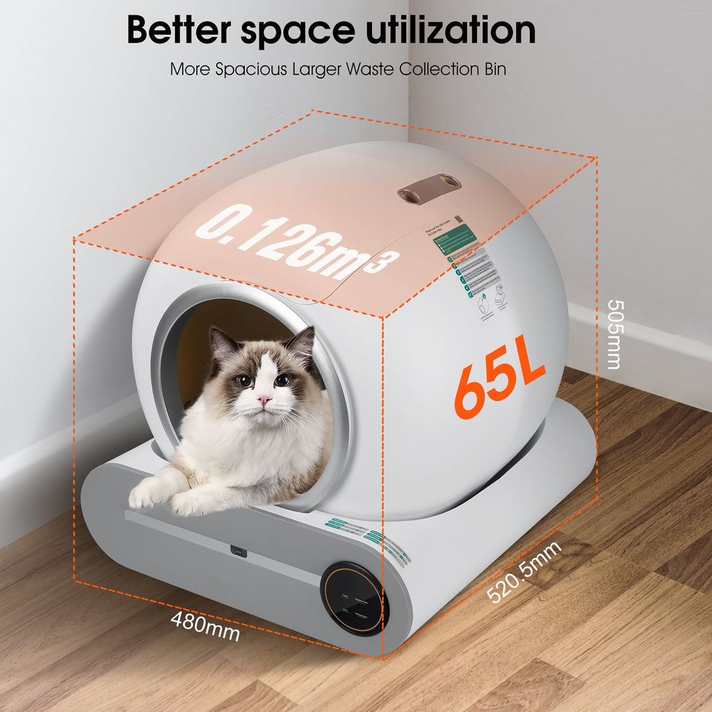 Automatic Self-Cleaning Odor Removal Litter Box - Cat - (White & Grey)