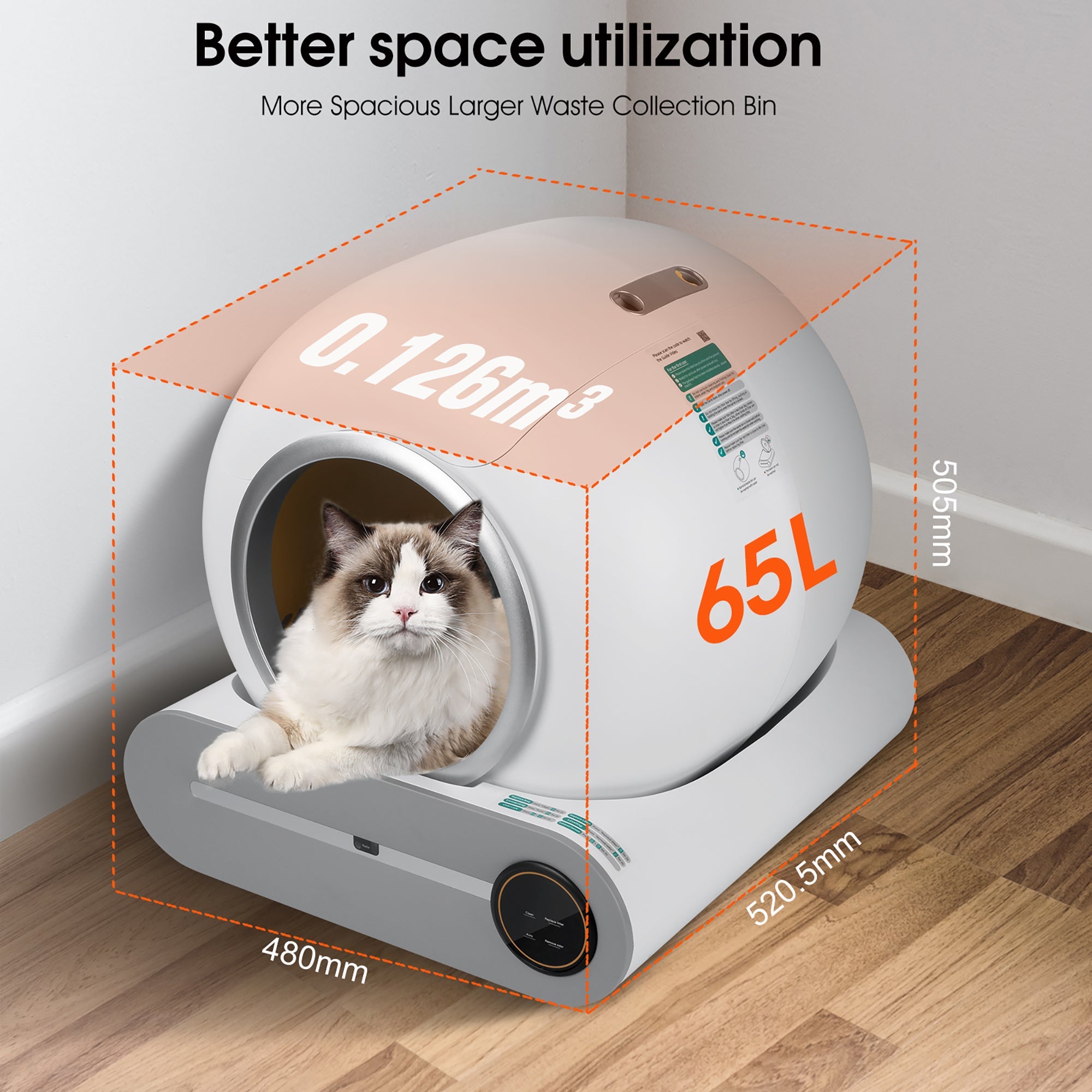 Automatic Self-Cleaning Odor Removal Litter Box - Cat - (White & Grey)