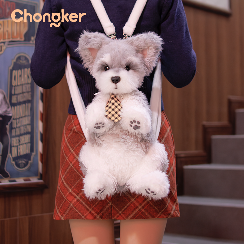 Schnauzer Plush Dog or Use as a Backpack – Fashion Statement Piece
