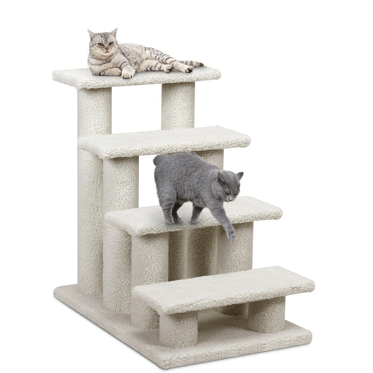 4-Step Stairs with Scratching Posts - Cat - (DirectDeals) - (Grey, Beige) - While Supplies Last)
