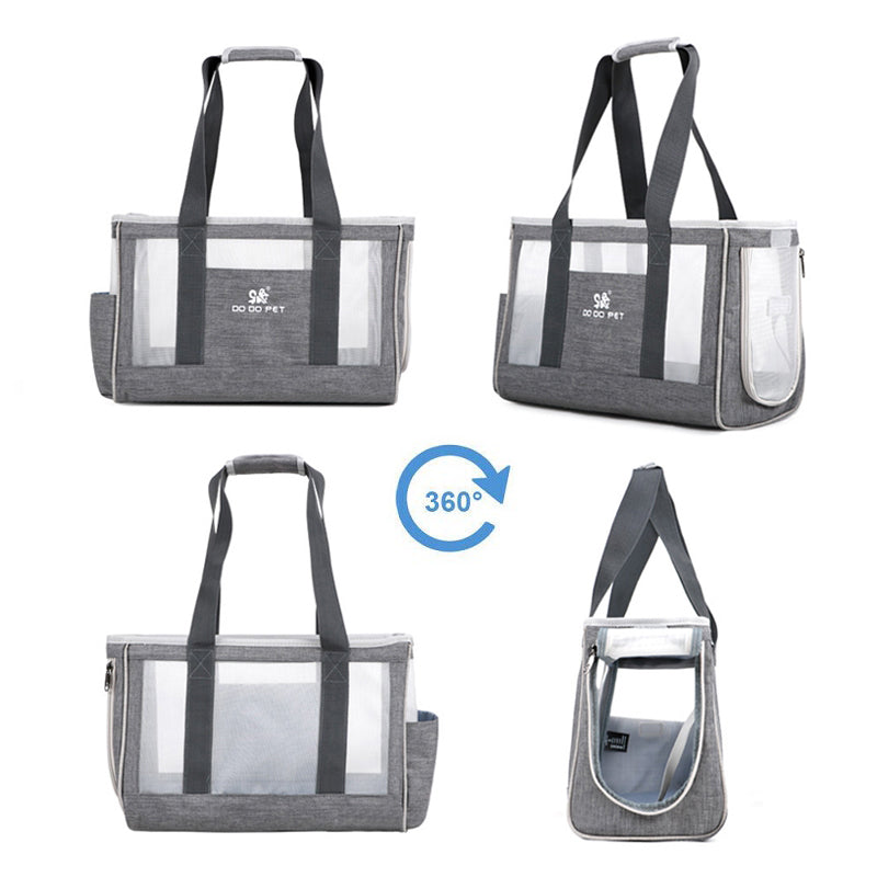 Portable Pet Travel Bag - Dog Cat - 3 Color Options) - (S,L) - (Panoramic Mesh Windows)