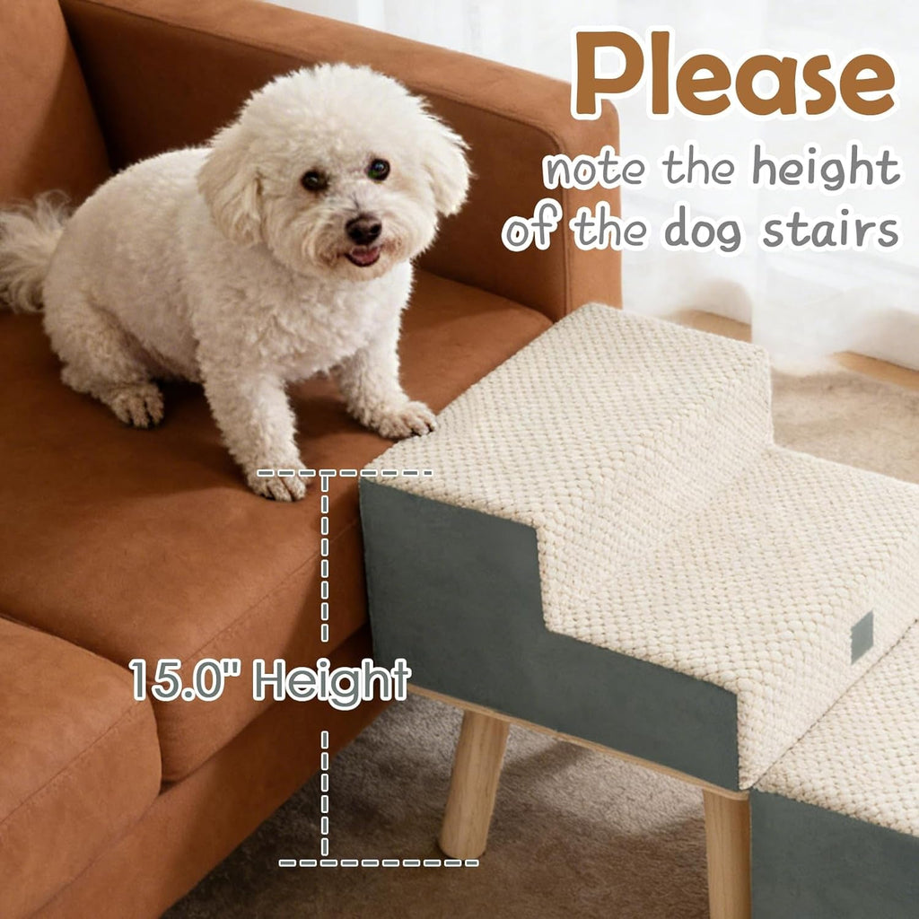 4-Step Stairs  - Dog - (Foldable and Portable) - (Beige, Grey) - (Frisco) - (While Supplies Last)
