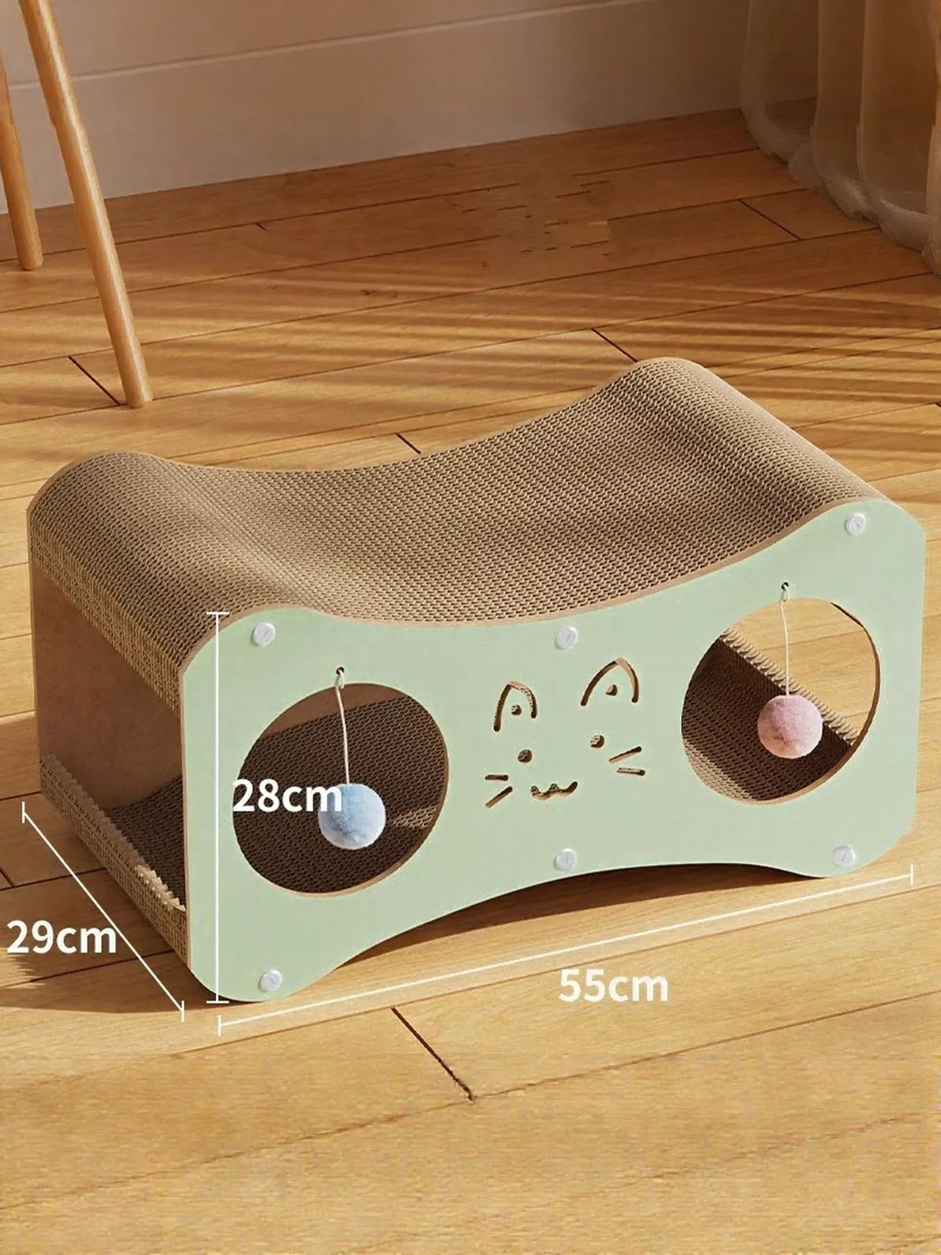Interactive Lounge with Scratch Pad and Toys - Cat - (Tan, Gumleaf) - (Wood)- (S, L) - While Supplies Last)