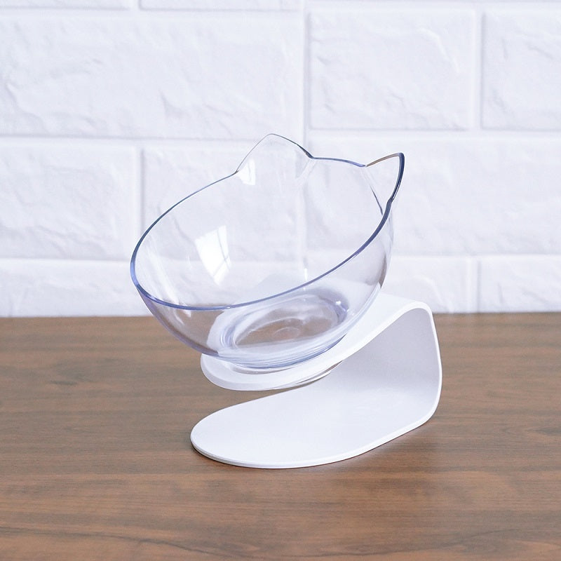 Non-Slip Elevated One Base Dual Cat Bowls - (25 Color/Style Options)