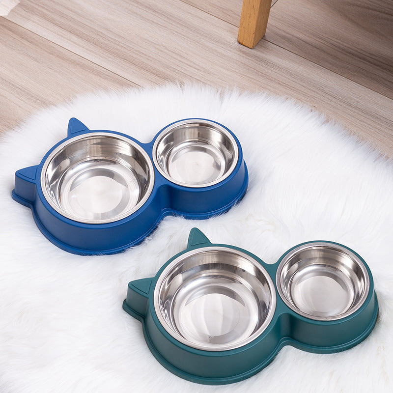 Anti-tumble Dual Cat Ear Food and Water Bowl - (4 Color Options)