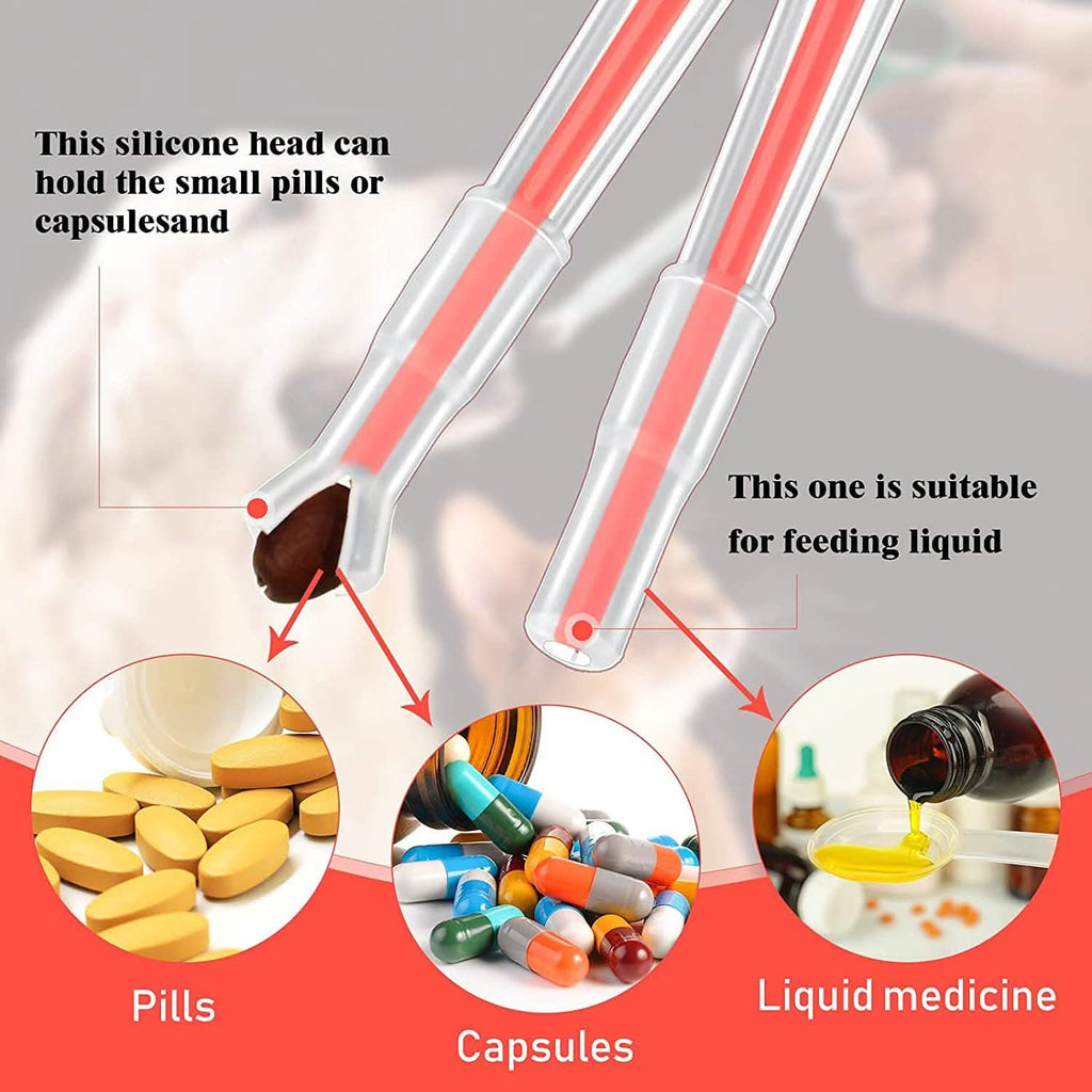 2-Piece: Pet Tablet and Liquid Syringe Pusher - Dog Cat - (3 Color Options)