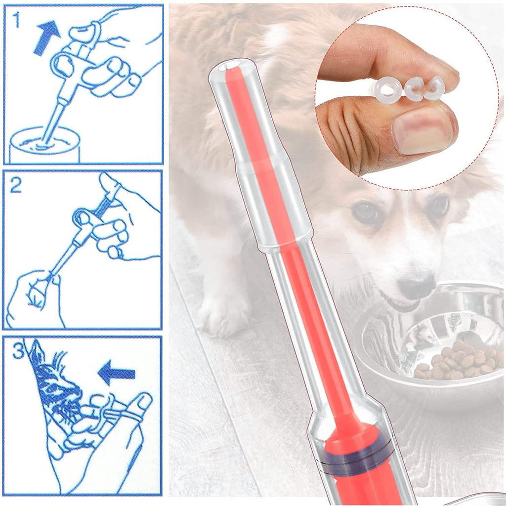 2-Piece: Pet Tablet and Liquid Syringe Pusher - Dog Cat - (3 Color Options)