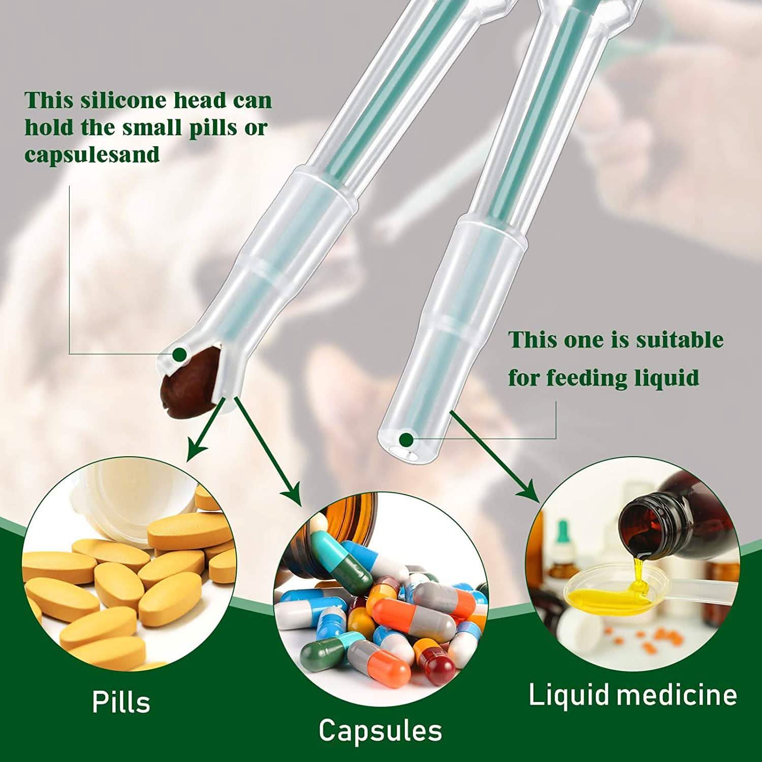 2-Piece: Pet Tablet and Liquid Syringe Pusher - Dog Cat - (3 Color Options)
