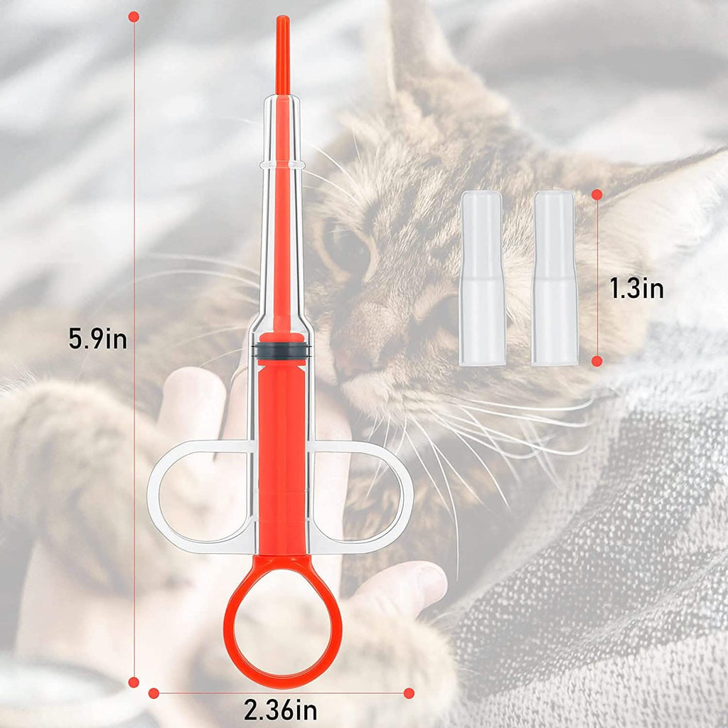 2-Piece: Pet Tablet and Liquid Syringe Pusher - Dog Cat - (3 Color Options)