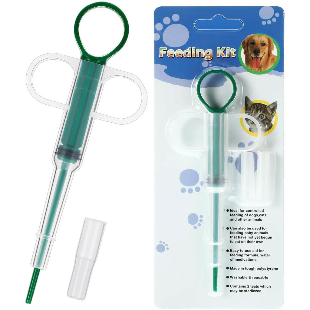 2-Piece: Pet Tablet and Liquid Syringe Pusher - Dog Cat - (3 Color Options)