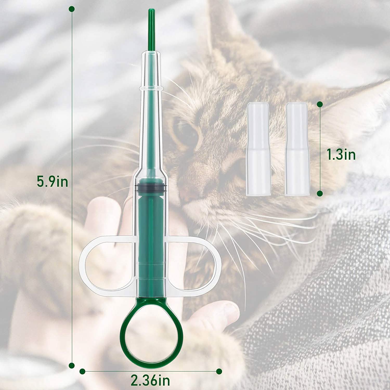 2-Piece: Pet Tablet and Liquid Syringe Pusher - Dog Cat - (3 Color Options)