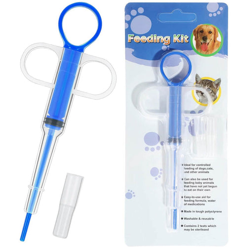 2-Piece: Pet Tablet and Liquid Syringe Pusher - Dog Cat - (3 Color Options)