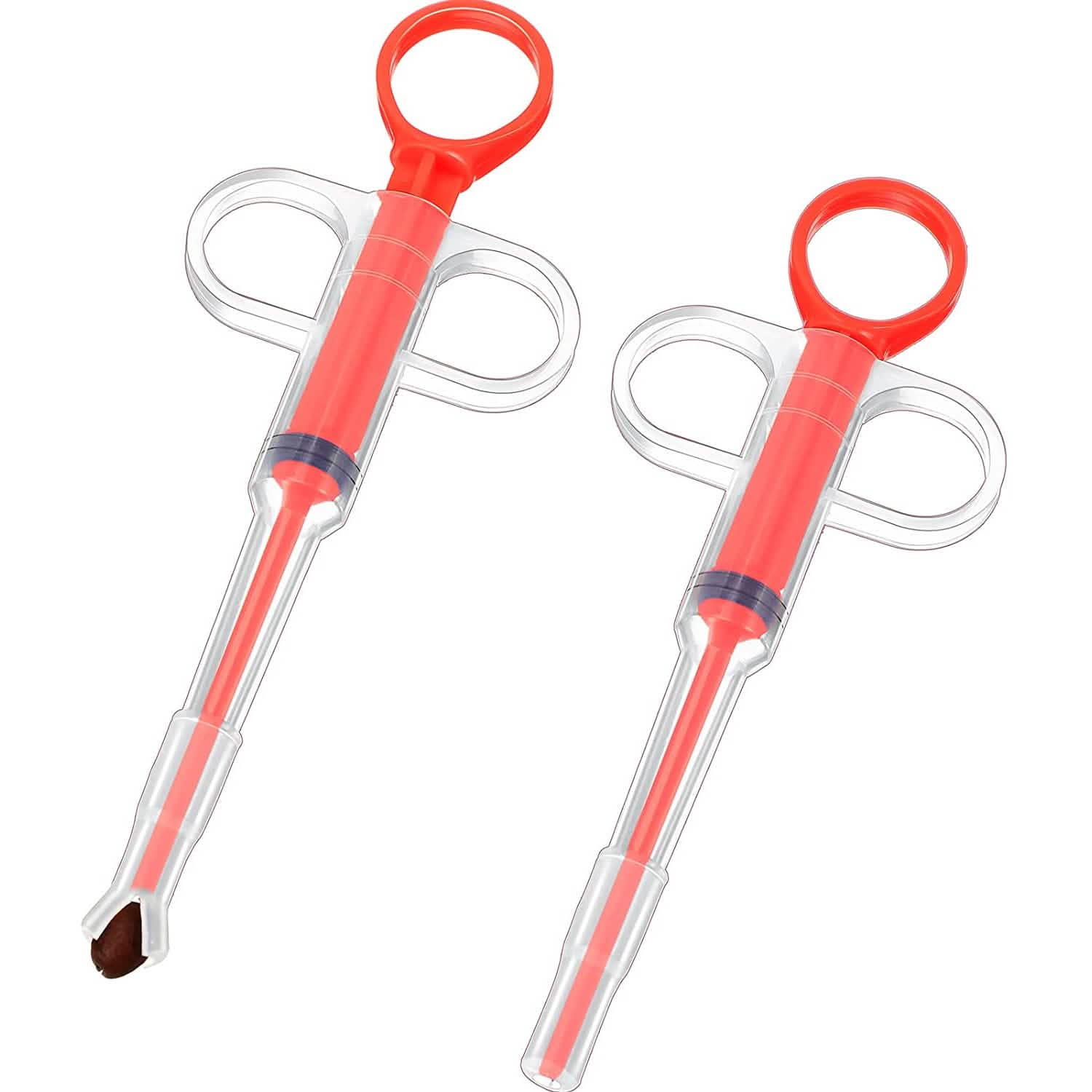 2-Piece: Pet Tablet and Liquid Syringe Pusher - Dog Cat - (3 Color Options)