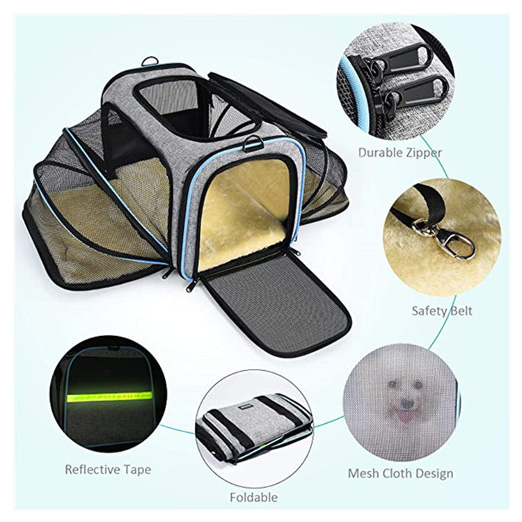 Airline Approved Expandable Pet Carrier Travel Bag - Cat Dog - (4 Color Options)