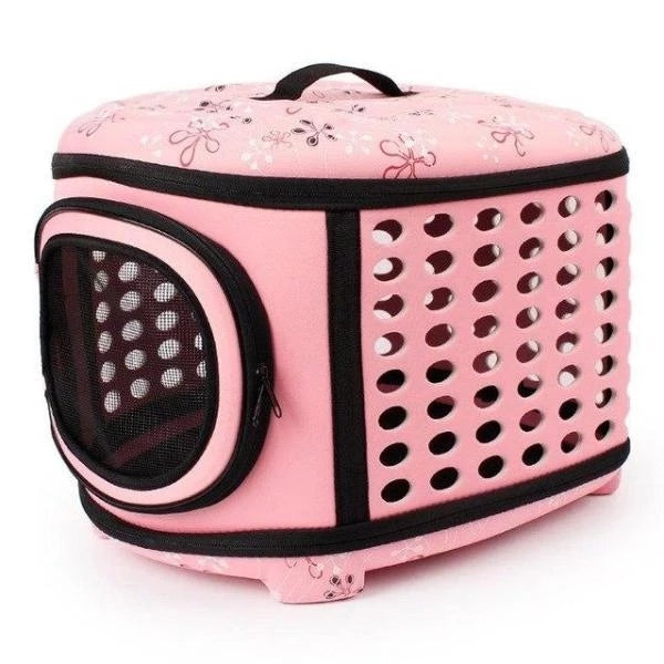 Foldable Crate and Pet Carrier - Dog Cat - (4 Color Options) - (18"x15"x13")