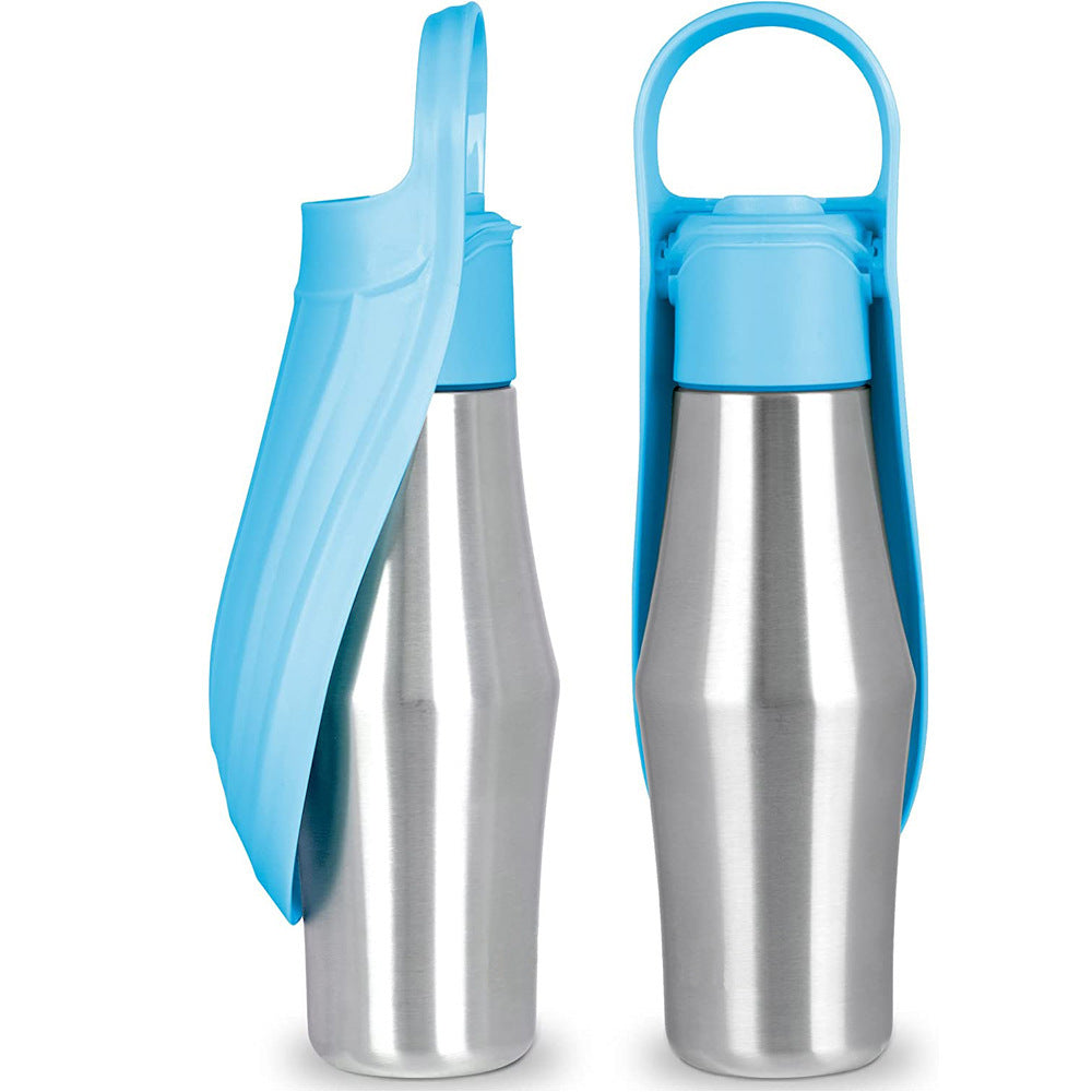 Soft Silicone Travel Water Bottle with Feed Bowl - Dog - (6 Color Options)