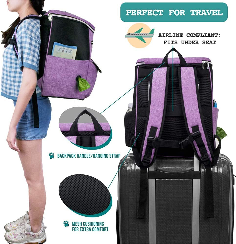 Travel Pet Carrier Backpack - Dog - (Food Supplies) - (Purple) - (One-Size) - (While Supplies Last)