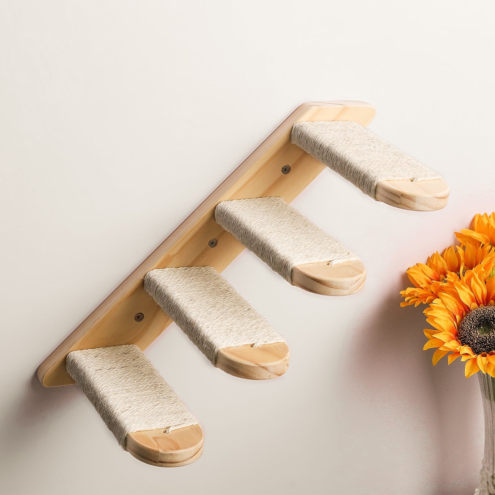 Wall Mounted Wood Hammock Bed and Shelves - Cat