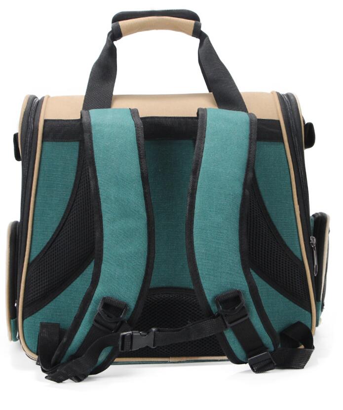 Pet Carrier Travel Bag  - Cat - (Dark Green) - (Stylish) - (Bubble Window)