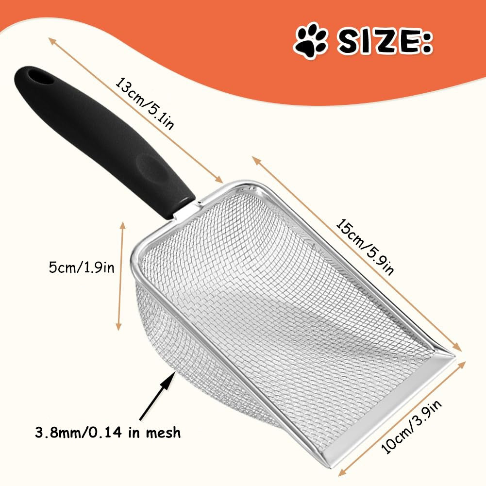 Small Mesh Litter Shovel - Cat - (Stainless Steel) - (Black)