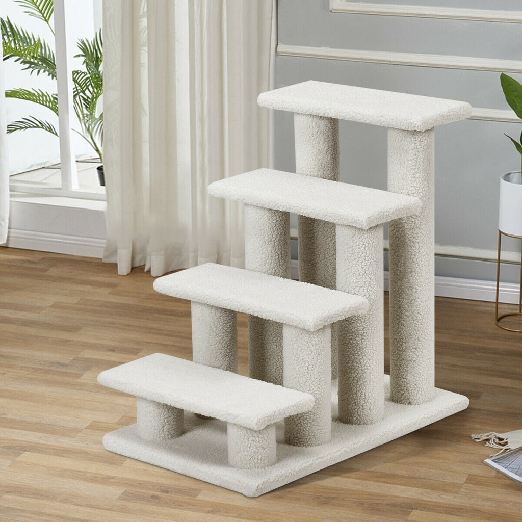 4-Step Stairs with Scratching Posts - Cat - (DirectDeals) - (Grey, Beige) - While Supplies Last)