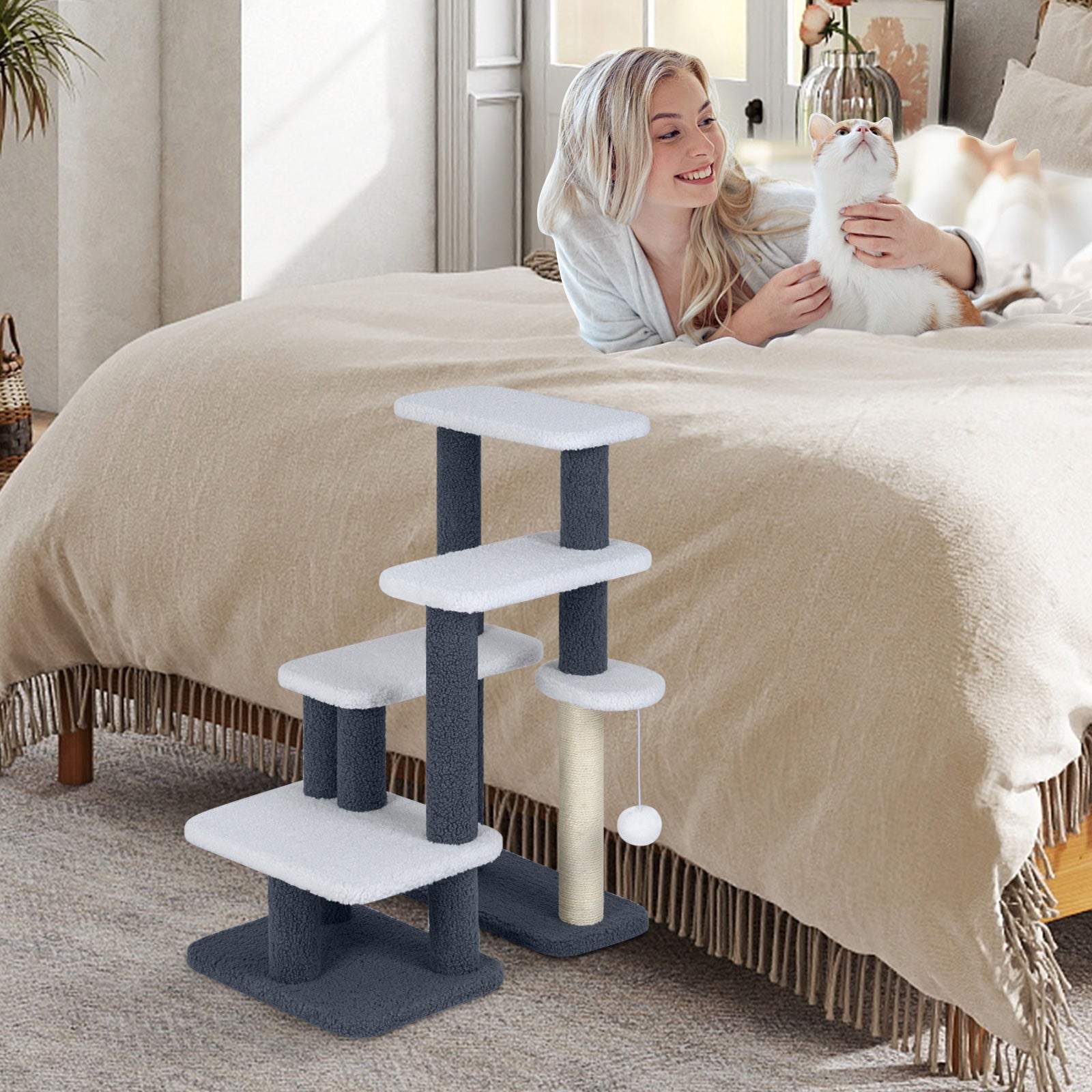 2-in-1 Cat Stairs and Cat Tree Tower ...