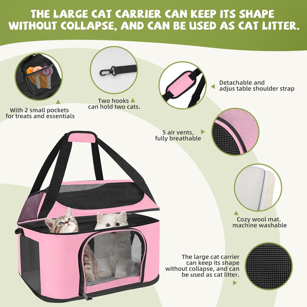 Airline Approved Pet Carrier Backpack - Cat - (Mesh Ventilation) - (Pink, Grey) - (While Supplies Last)
