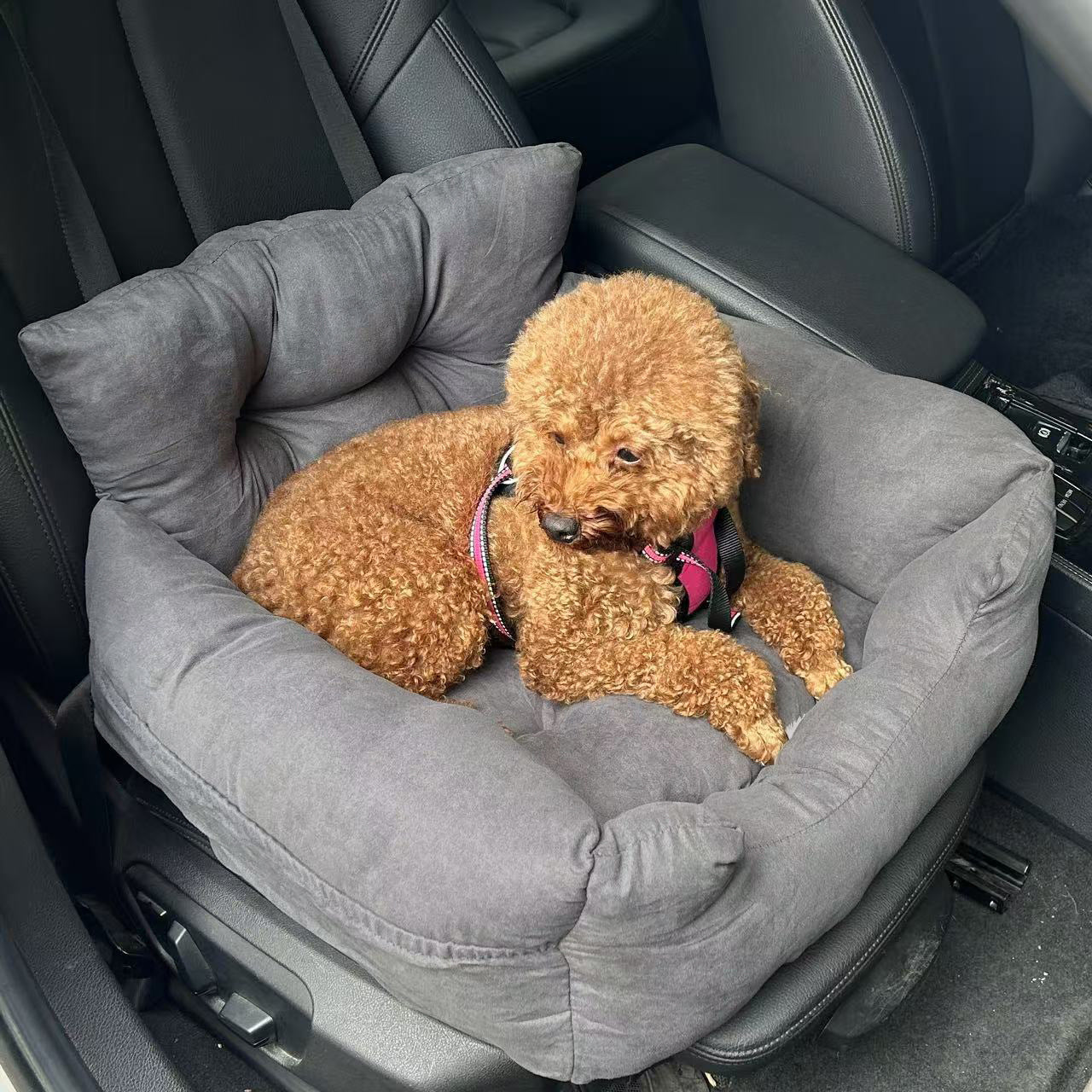 Suede Car Seat and Carrier - Dog - (Dark Grey, and Light Grey)