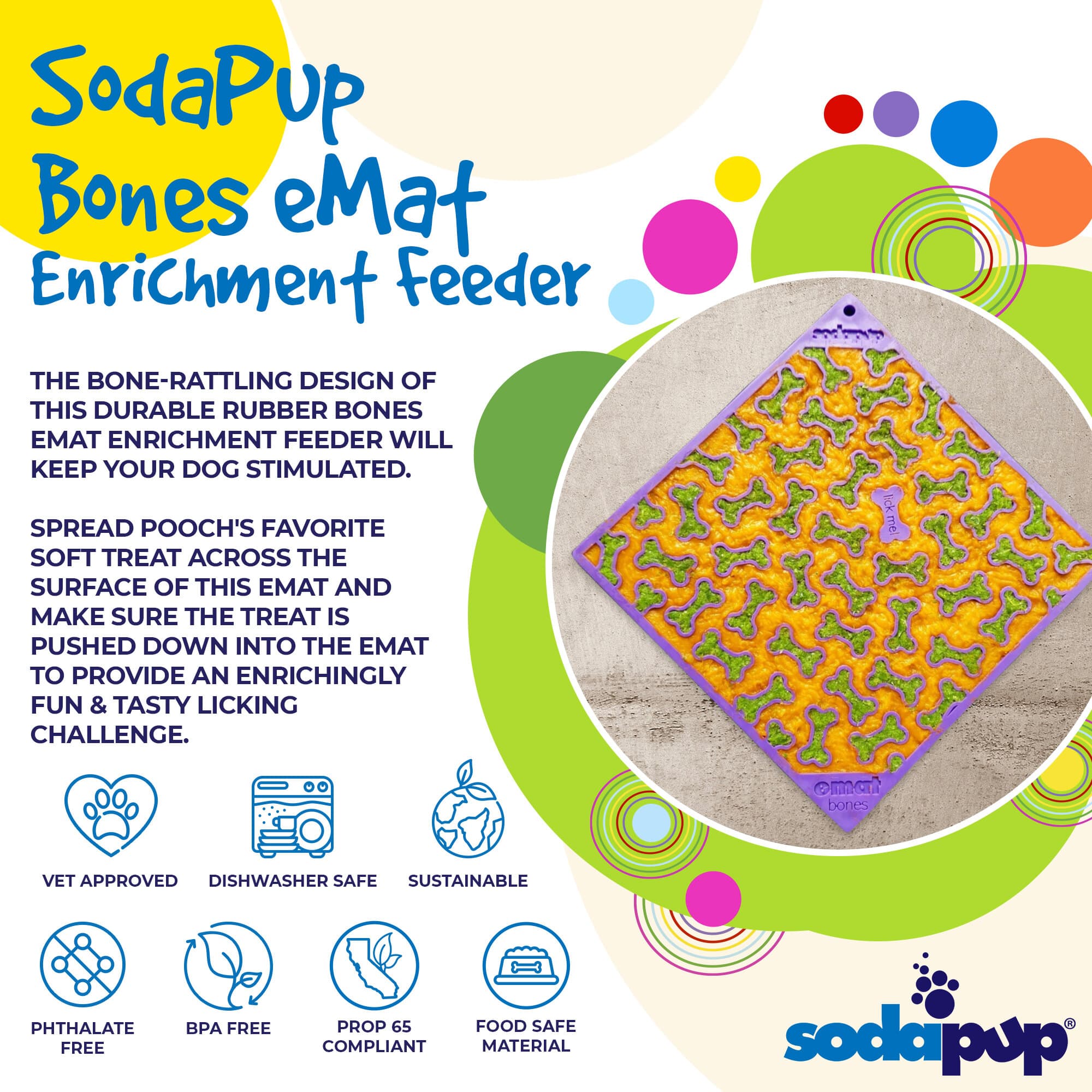 Anxious Dog: Try this Relief Enrichment Lick Mat (Bones) (Purple & Red)