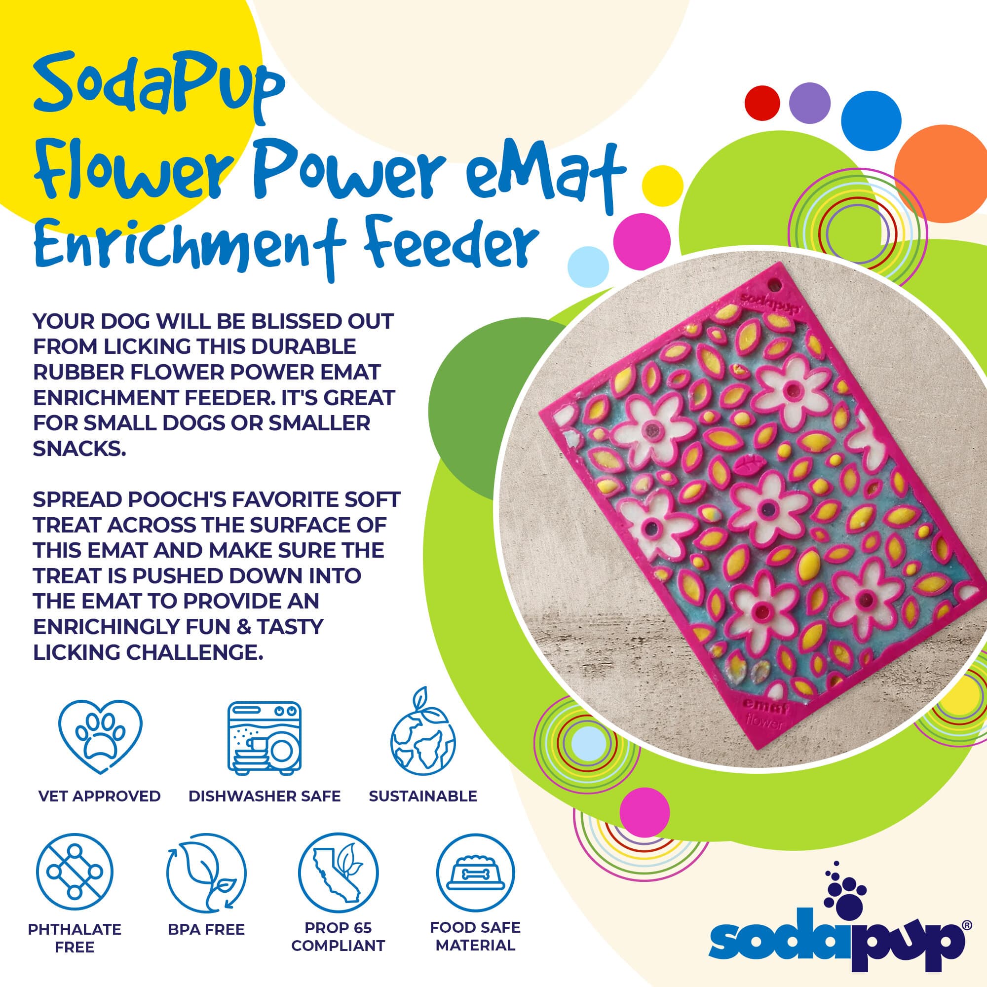 Anxious Dog: Try this Relief Enrichment Lick Mat (Flower Power) (Pink)