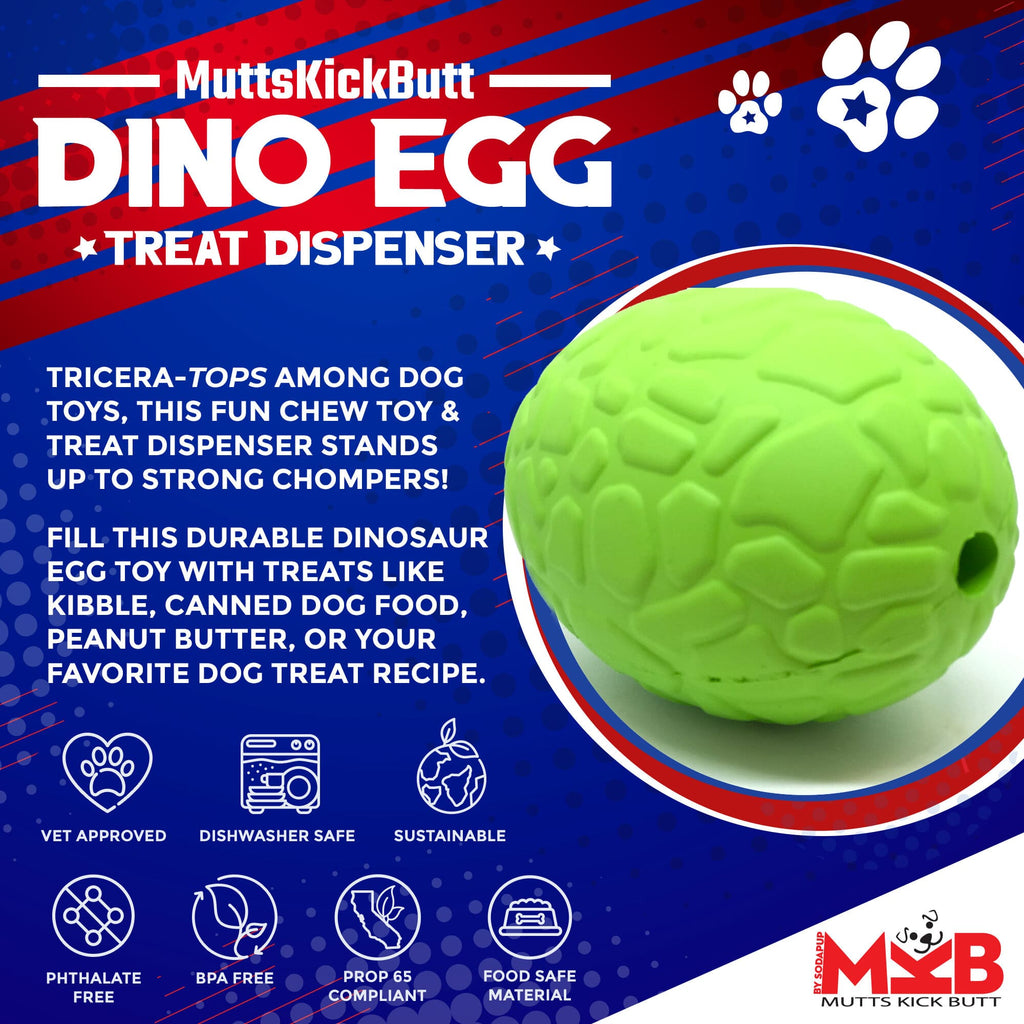 Dinosaur Egg Chew Toy & Treat Dispenser - Dog -  (Green) - (Eco-Friendly) - (SodaPup)