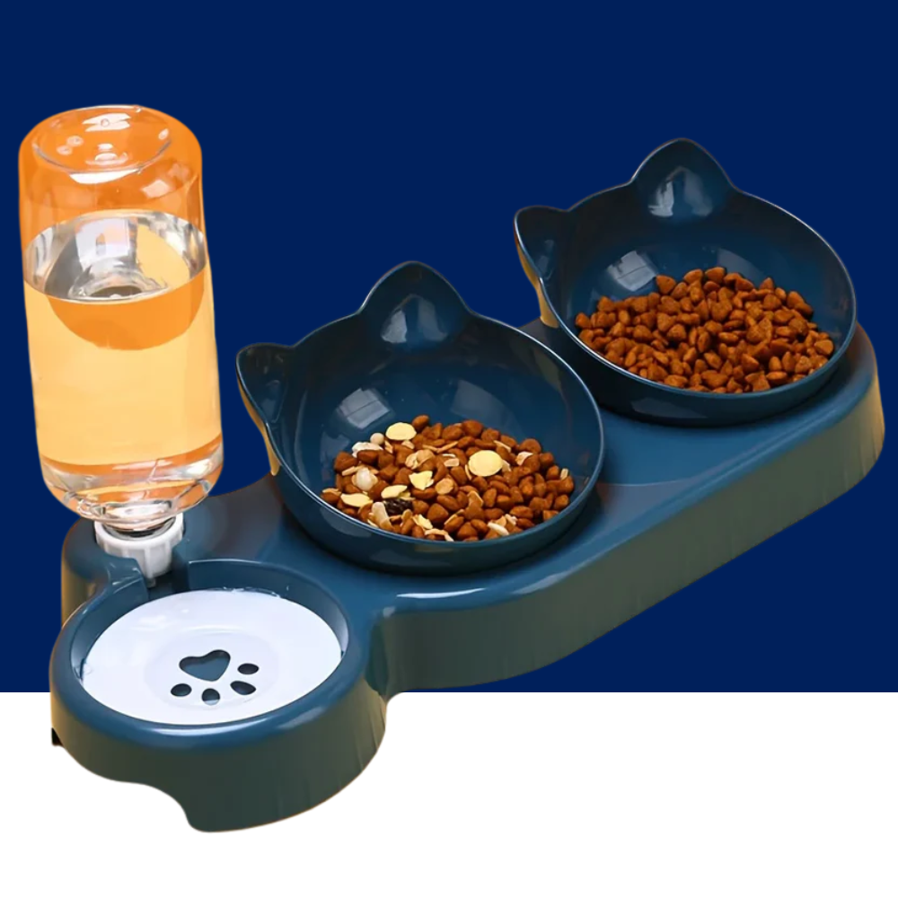 3-in-1 Food & Gravity Water Feeder in This Adorable Cat Ear Bowl Set - Cat - (4 Color Options) - (While Supplies Last)