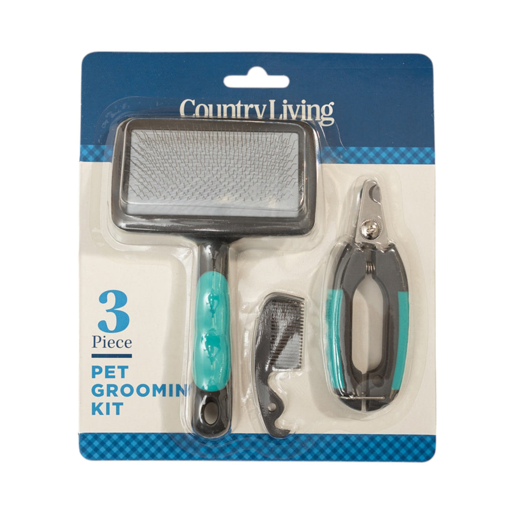 Grooming Kit - Dog Cat - (3-Pc) - (Nail Trimming) - (Comb, Brush)