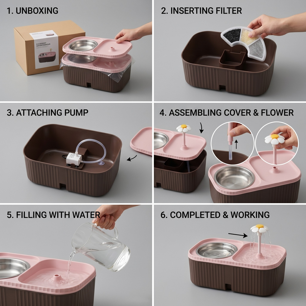 Quiet Circulating Water Fountain - Dog Cat - (4 Color Options)