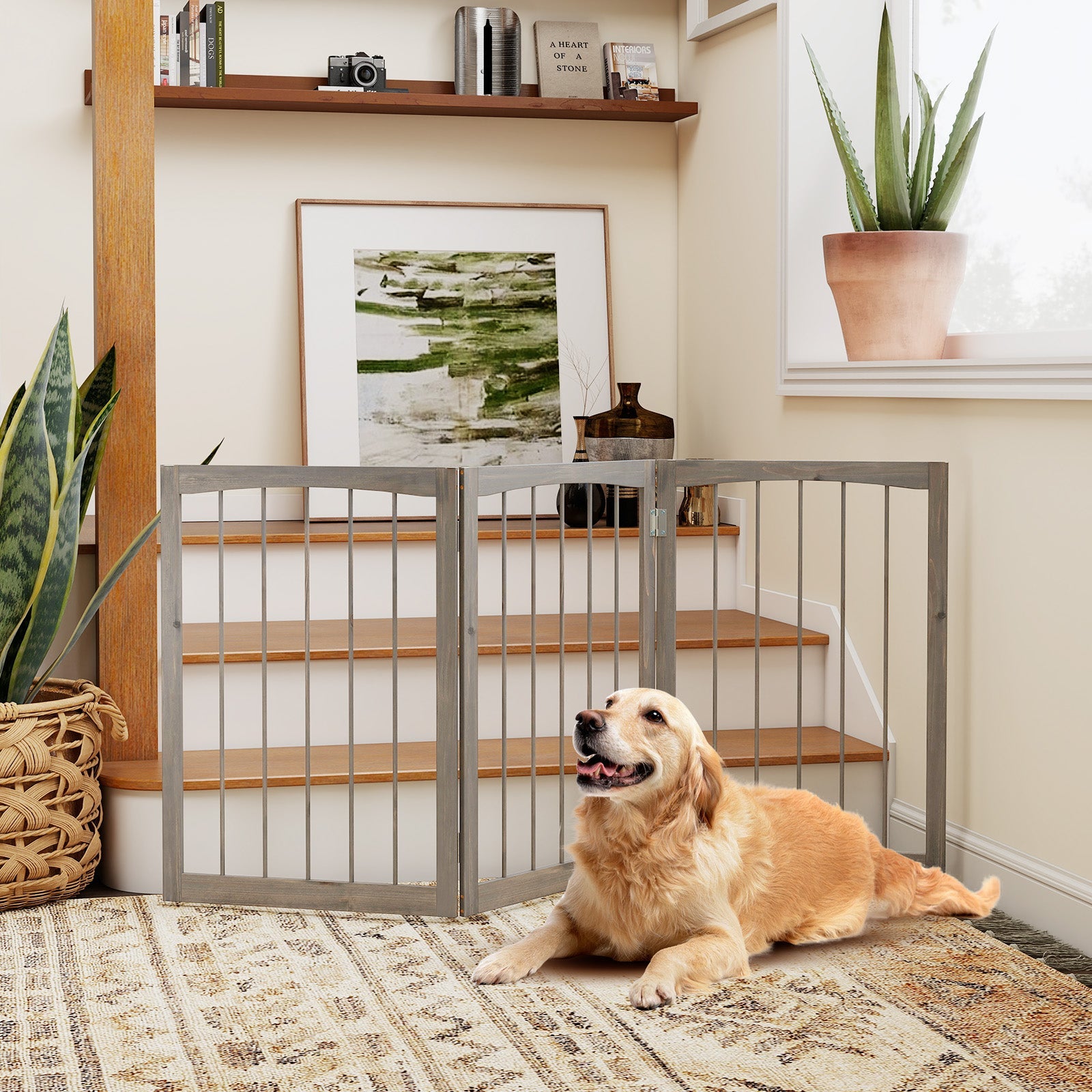 Pet Fence Enclosure - Dog Cat - (Grey) - (Wood) - (Durable) - (S-M Pet) - (30"T) - (Gbruno)
