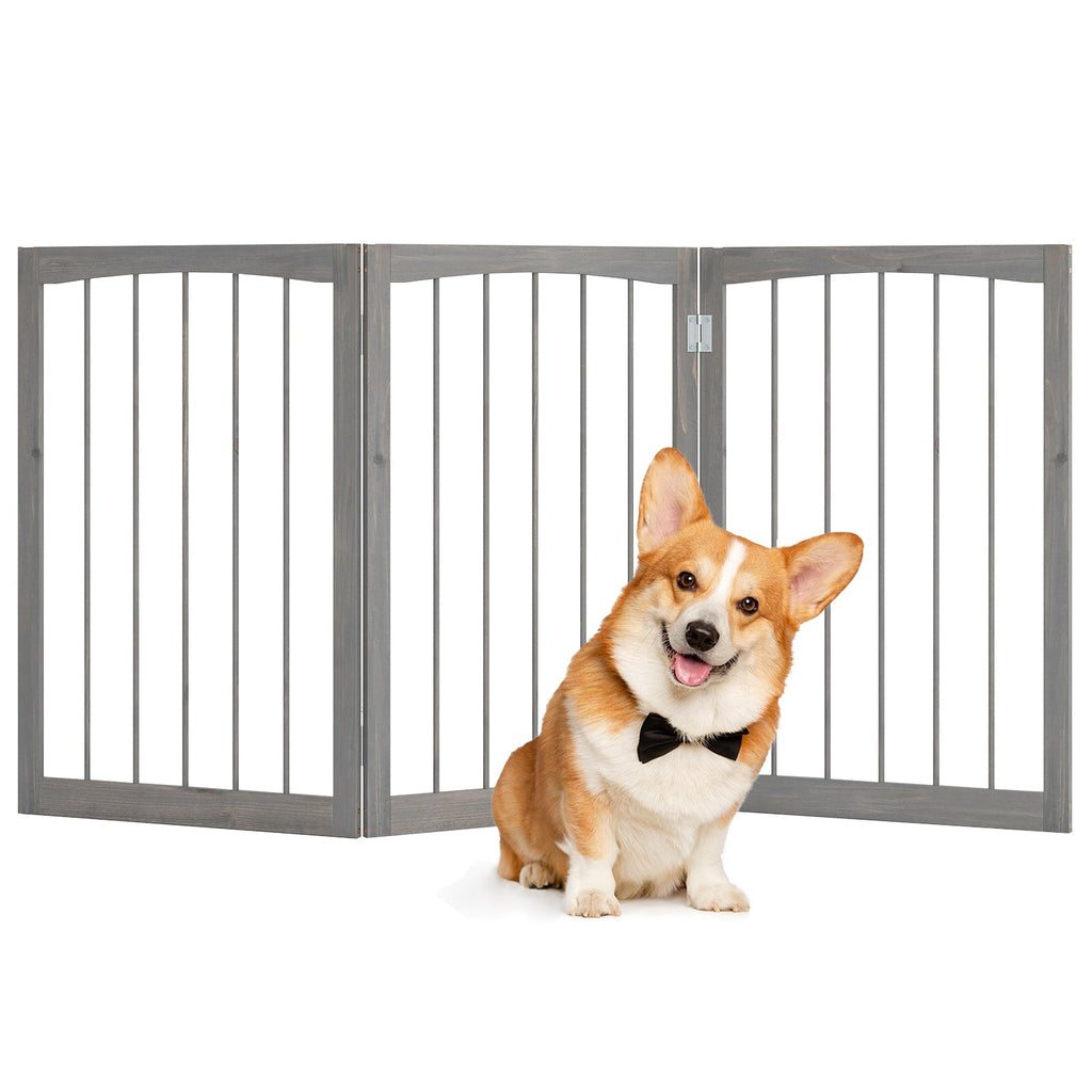 Pet Fence Enclosure - Dog Cat - (Grey) - (Wood) - (Durable) - (S-M Pet) - (30"T) - (Gbruno)
