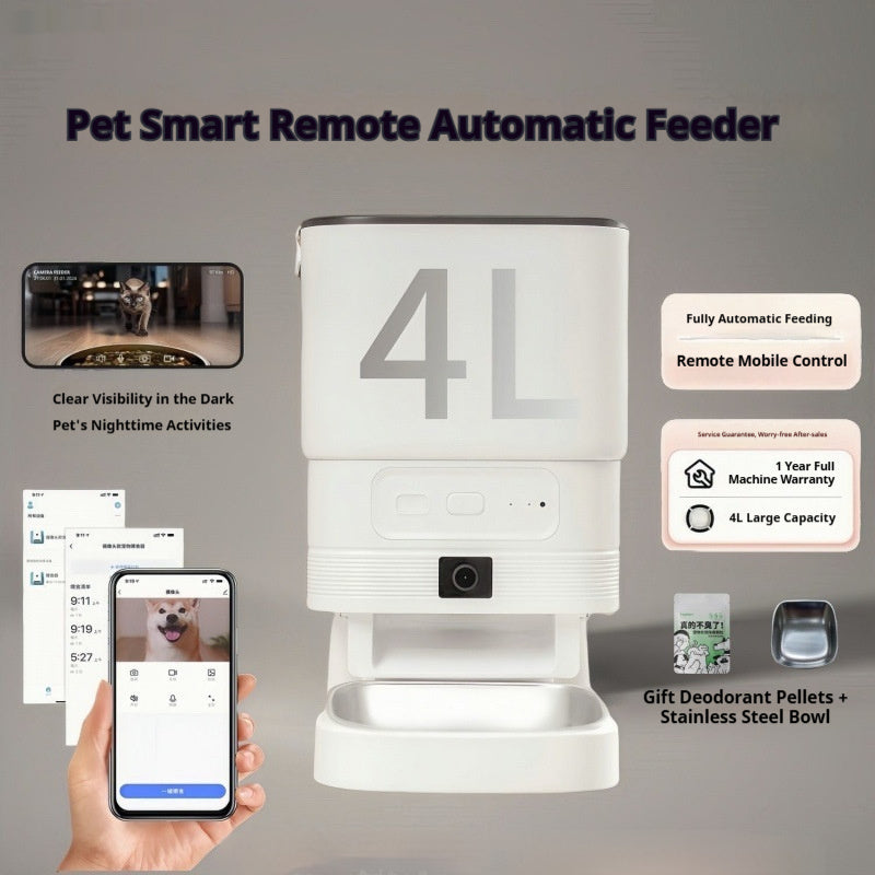 Automatic Smart Feeder with Remote Control - Dog Cat  (4L) - (Dry Food Only)