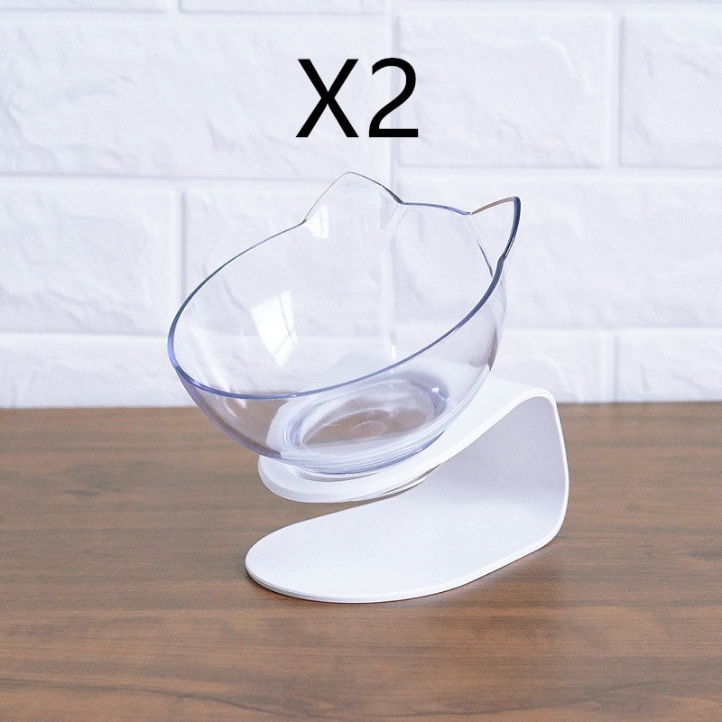 Non-Slip Elevated One Base Dual Cat Bowls - (25 Color/Style Options)