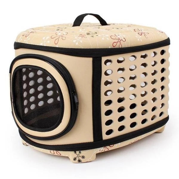 Foldable Crate and Pet Carrier - Dog Cat - (4 Color Options) - (18"x15"x13")