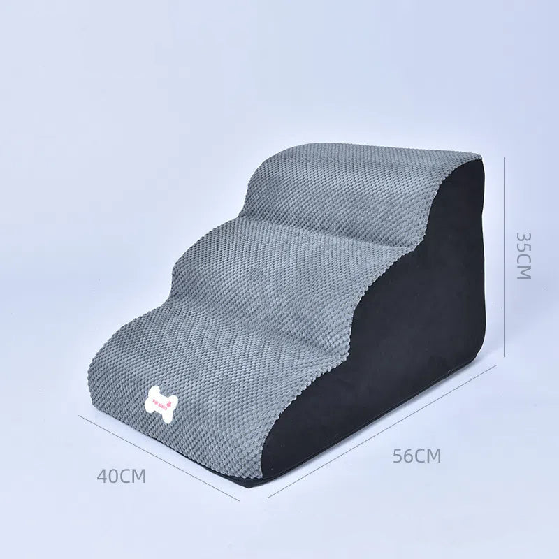 2-Step Foam and Velvet Stairs - Dog Cat - (Coffee, Grey) - (Anti-Slip) - (Also 3,4-Step Options)