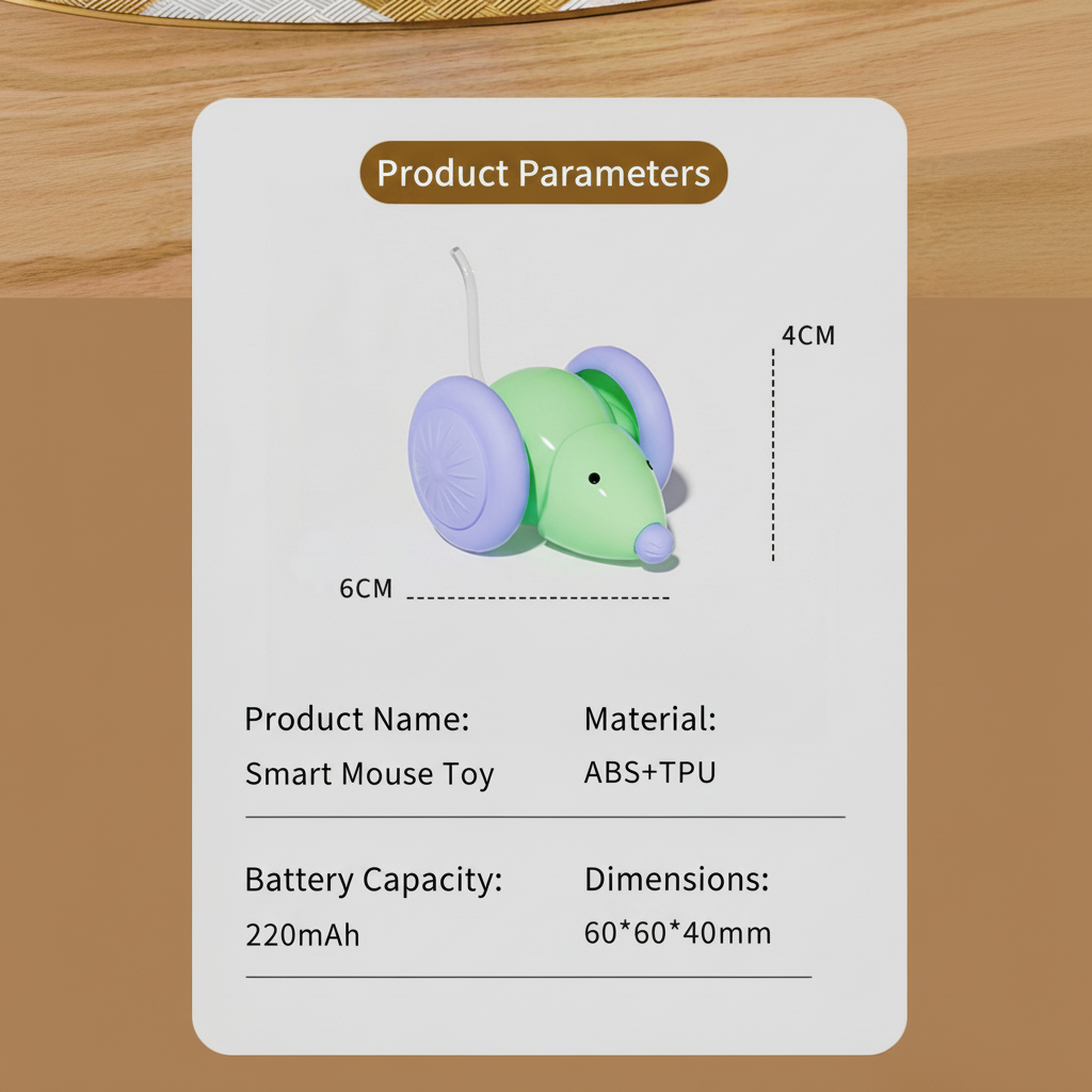 Interactive Mouse with Tail Wagging Toy - Cat - (USB Charged) - (Green, White)