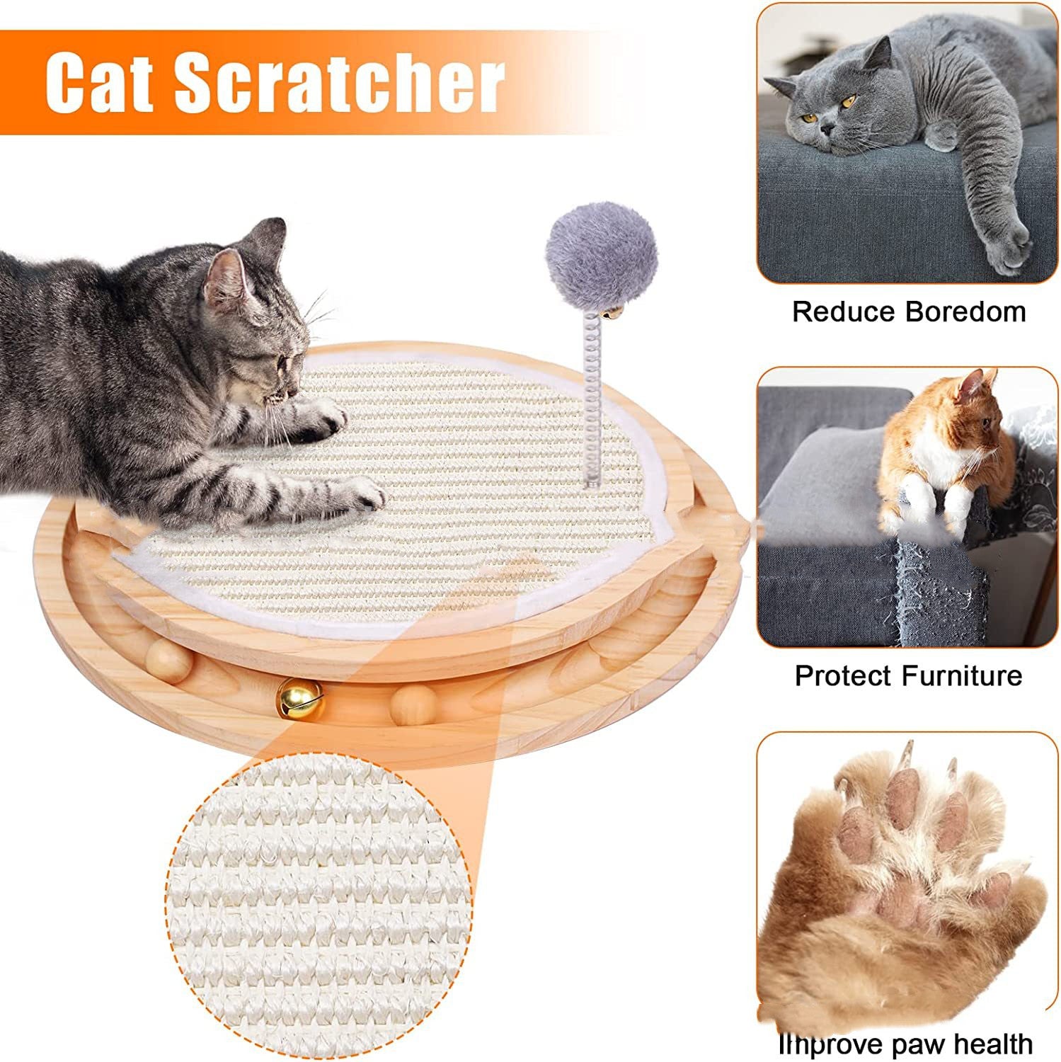 Two-in-One Scratching Pad & Turntable Toy - Cat - (Neutral)