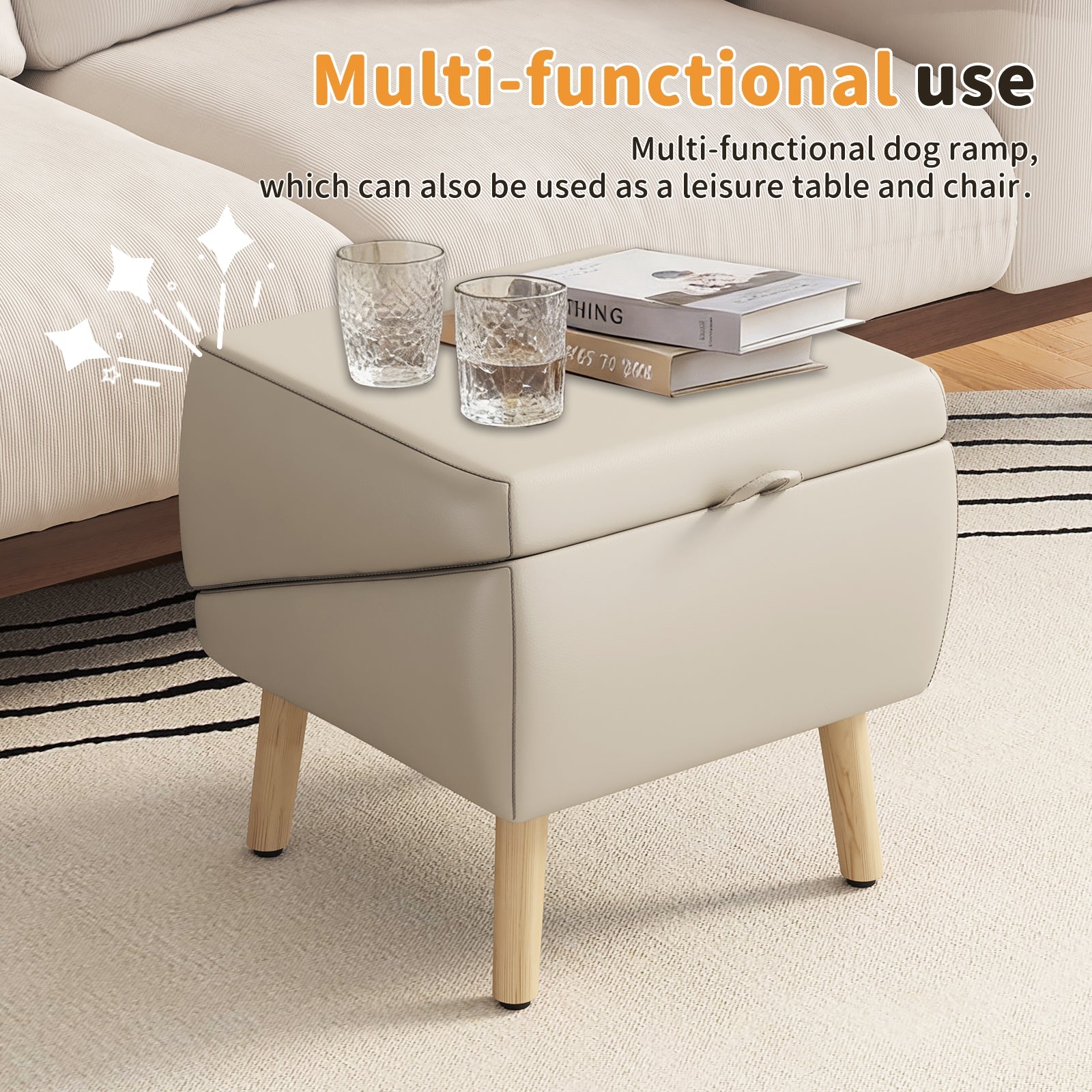 2-in-1  Ramp and Ottoman - Dog Cat - (Solid Wood) - (Non-Slip)- (While Supplies Last)
