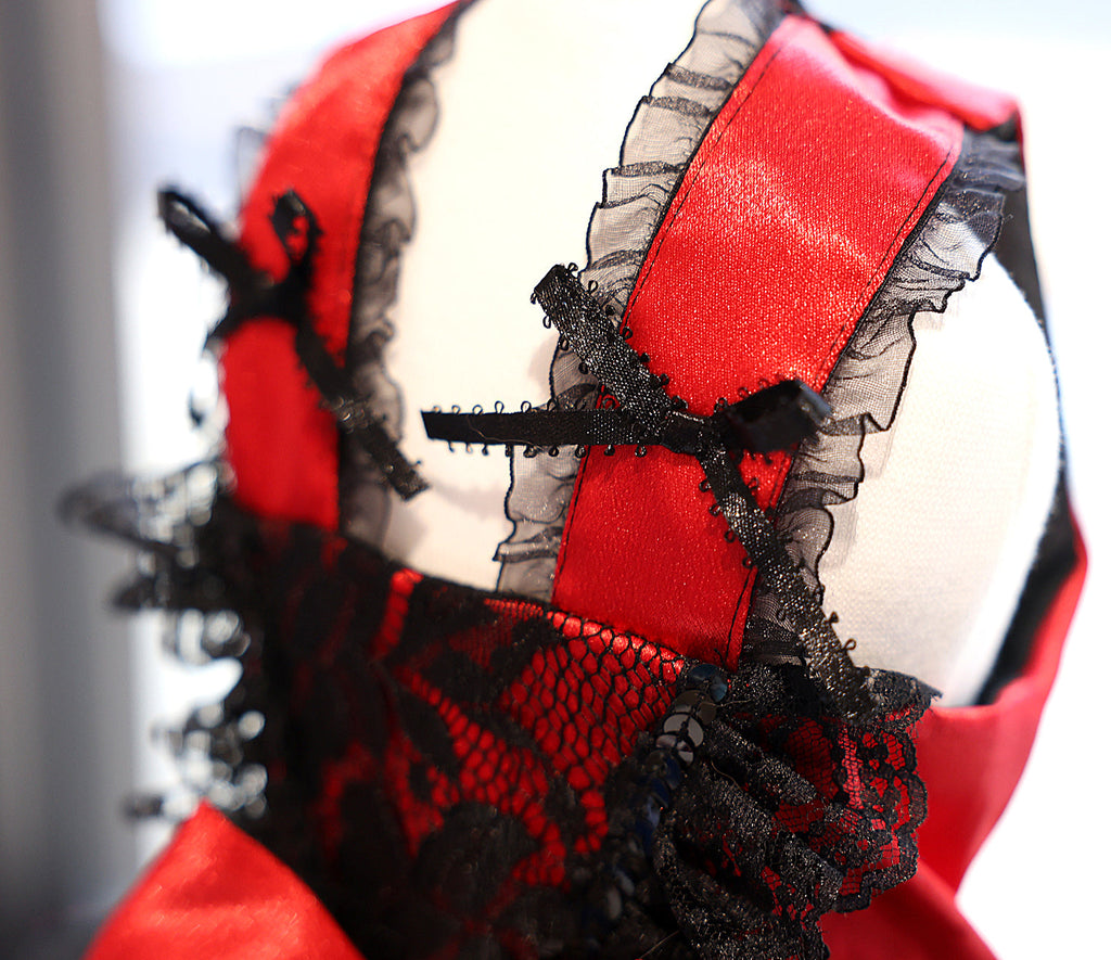 Elegant Gothic Lace Dress - Dog - (Red & Black) - XS-XL) and Customizable - (While Supplies Last)
