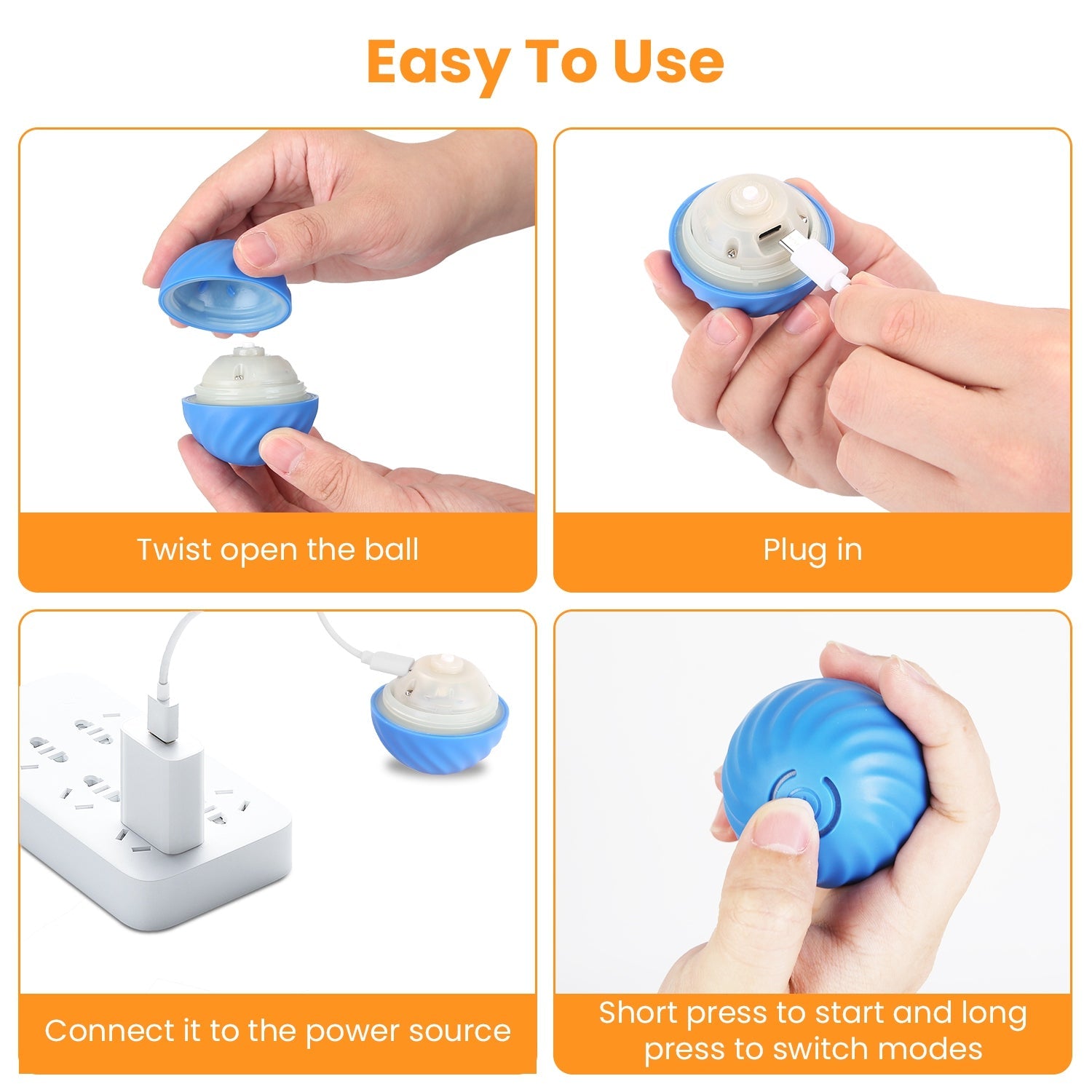 Interactive Fast Rolling Toy Ball - Cat - (Rechargeable Battery) - (While Supplies Last)