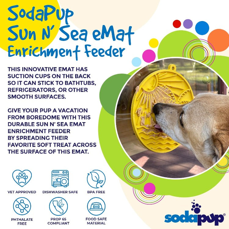 Anxious Dog:  Try this Relief Enrichment Lick Mat (Beach-Themed Design in Blue or Yellow)