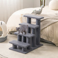 4-Step Pet Stairs with Scratching Post - Dog Cat  -  (Gbruno) - (Carpeted) - (Grey) - (While Supplies Last)