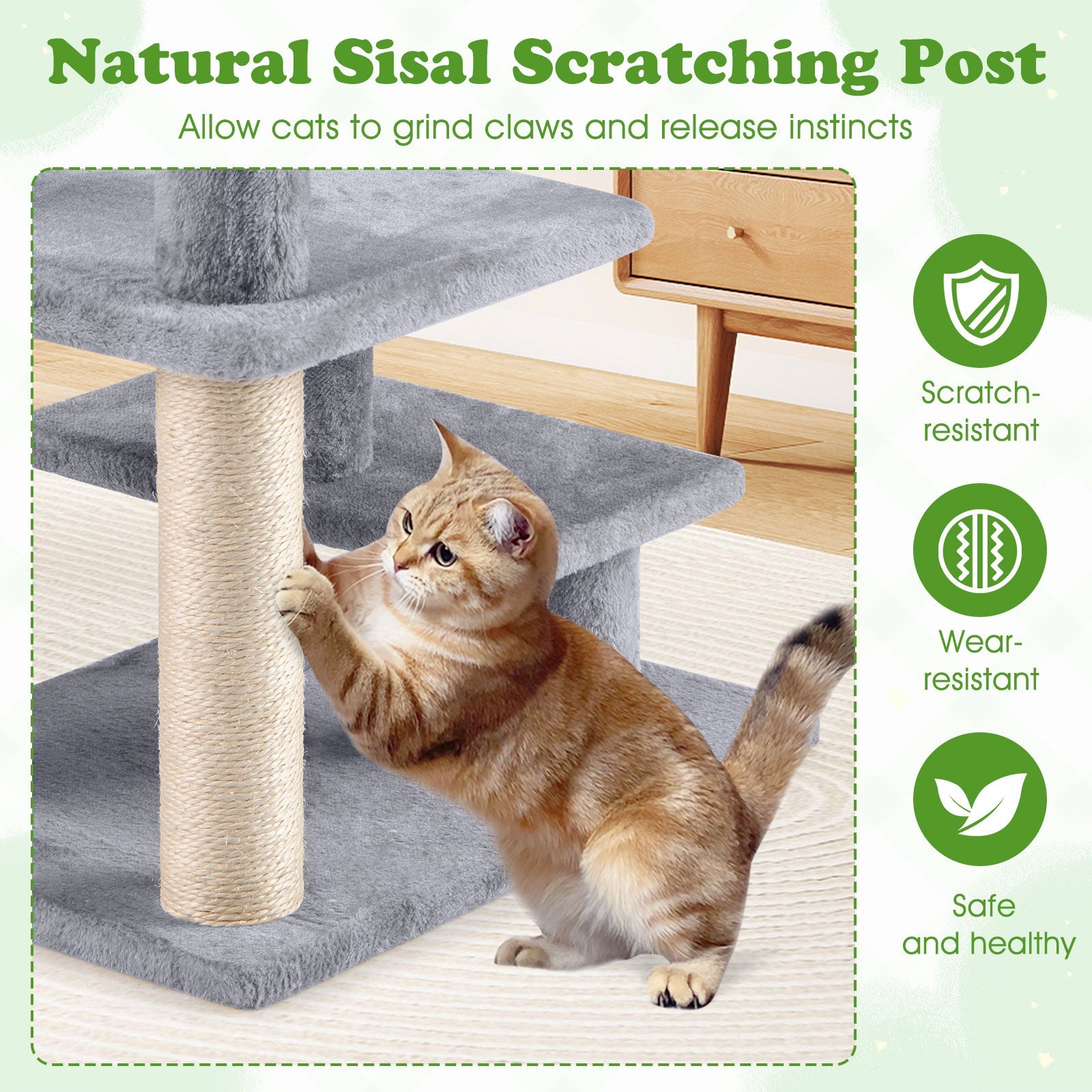 3-Tier Plush Stairs with Scratching Posts - Cat - (Grey) - (While Supplies Last)